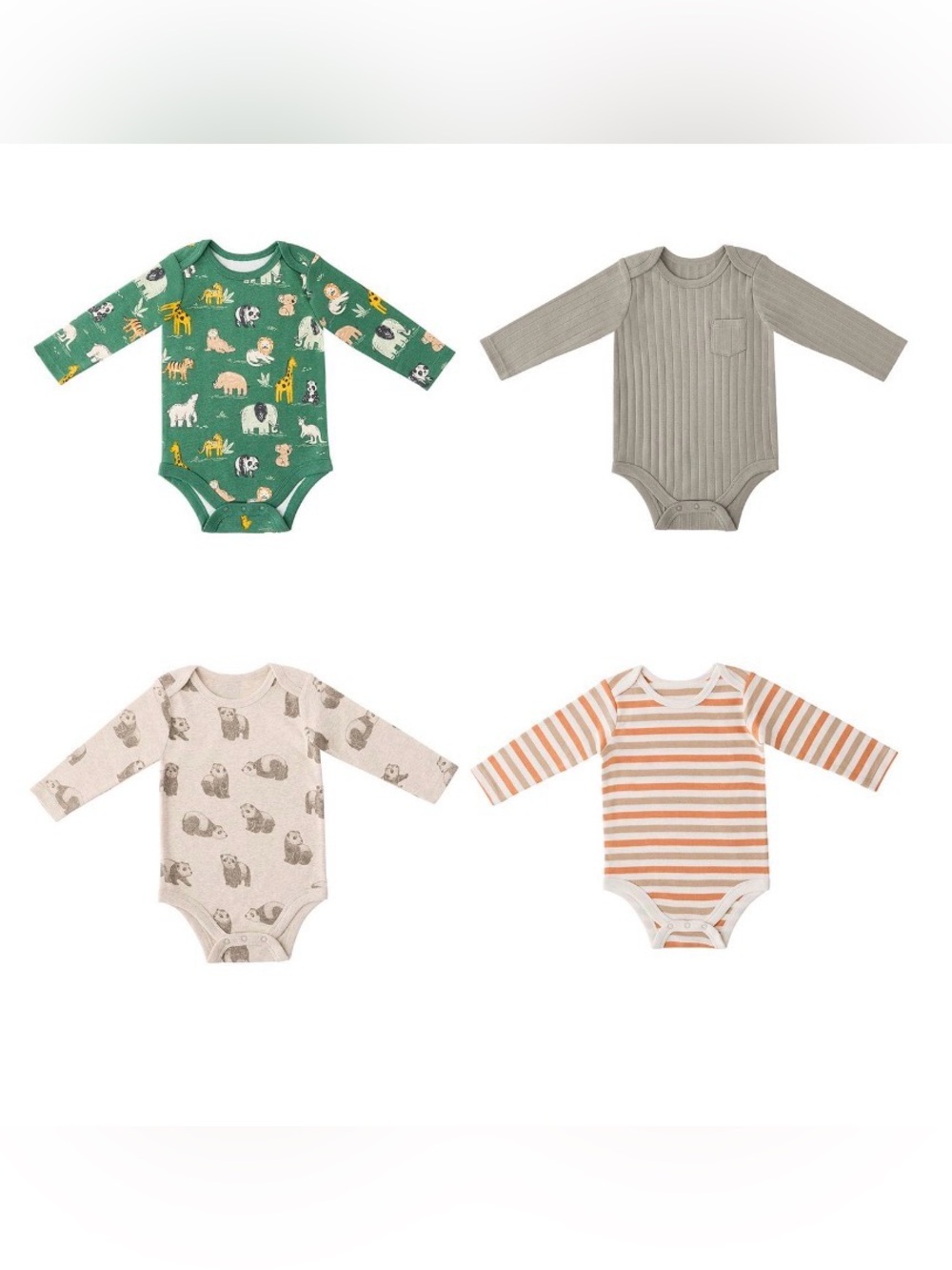 NWT Member’s Mark 4-pack Long Sleeve Organic Cotton Bodysuit